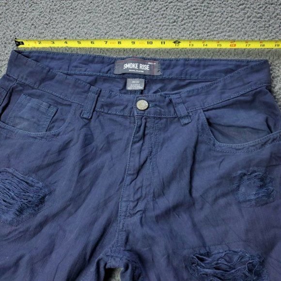 SMOKE RISE Distressed Jeans Mens Size 36 x 32 Blue - Picture 2 of 9